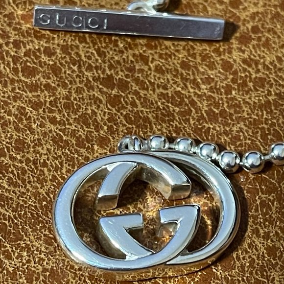 GUCCI GG Toggle Choker Necklace Double G Ball Chain Interlocking Silver 925 - Picture 8 of 9